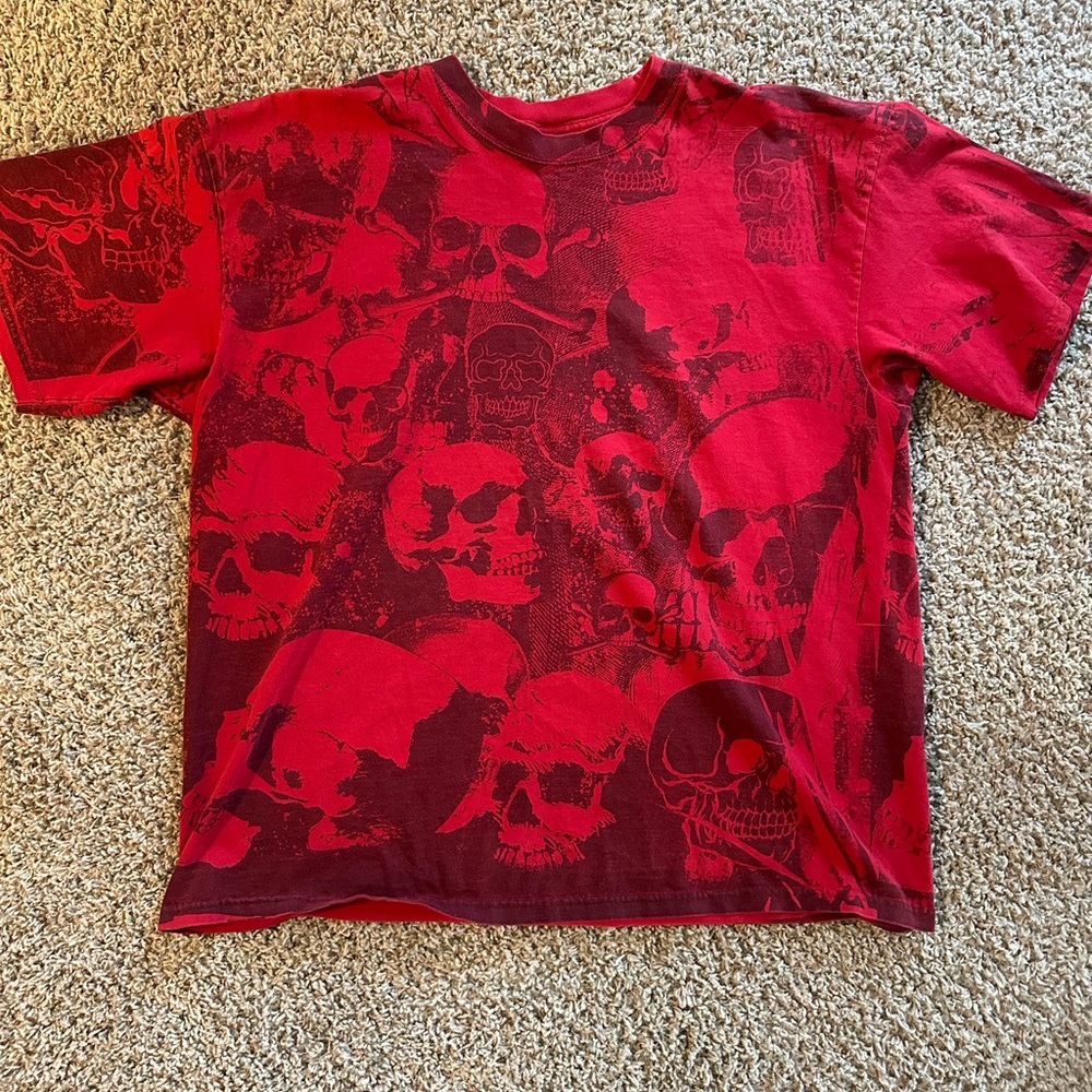 vintage Red Skull AOP Graphic T-Shirt